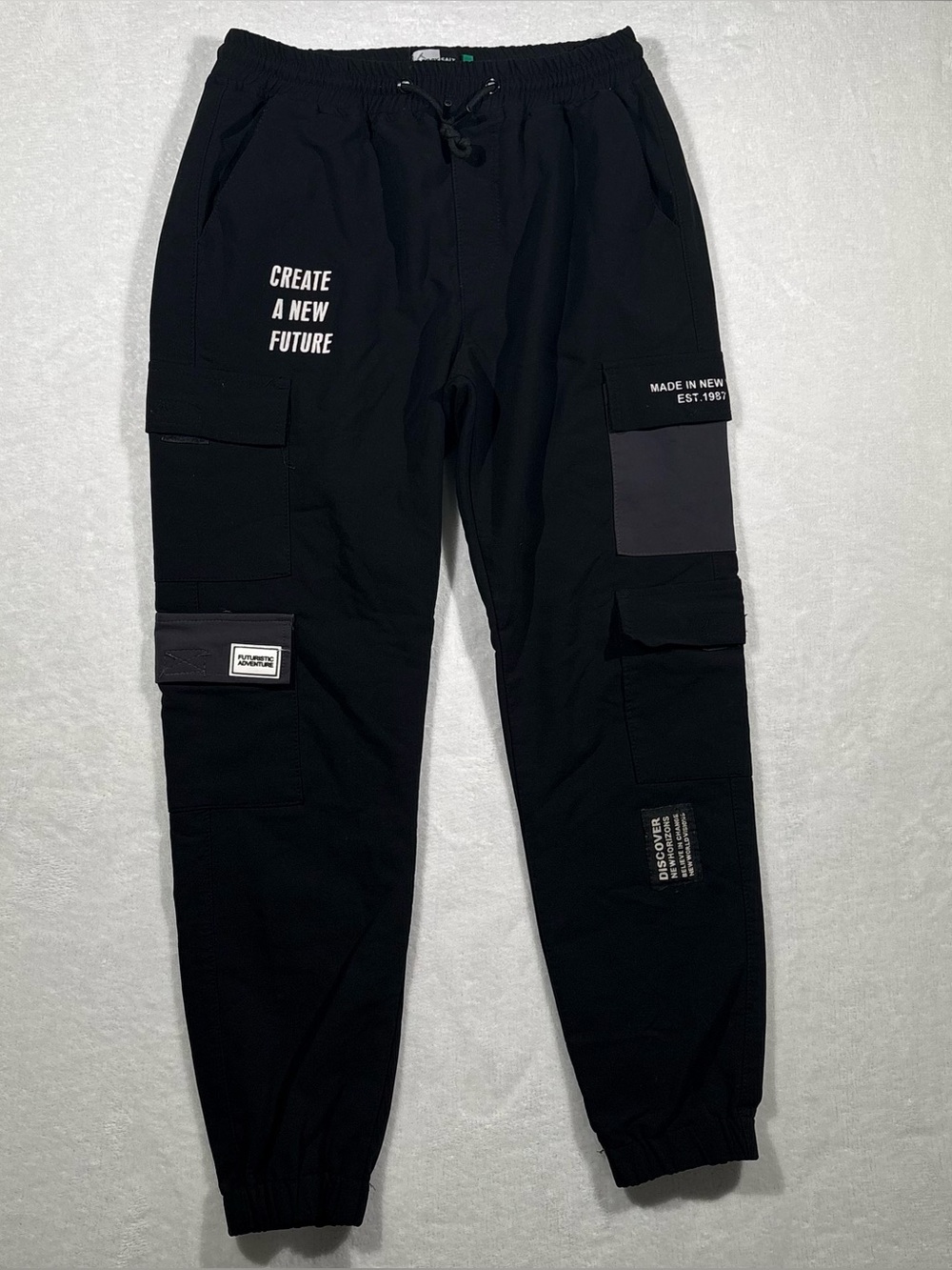 Rock Salt Black Graphic Cargo Jogger Pants Youth Size Large